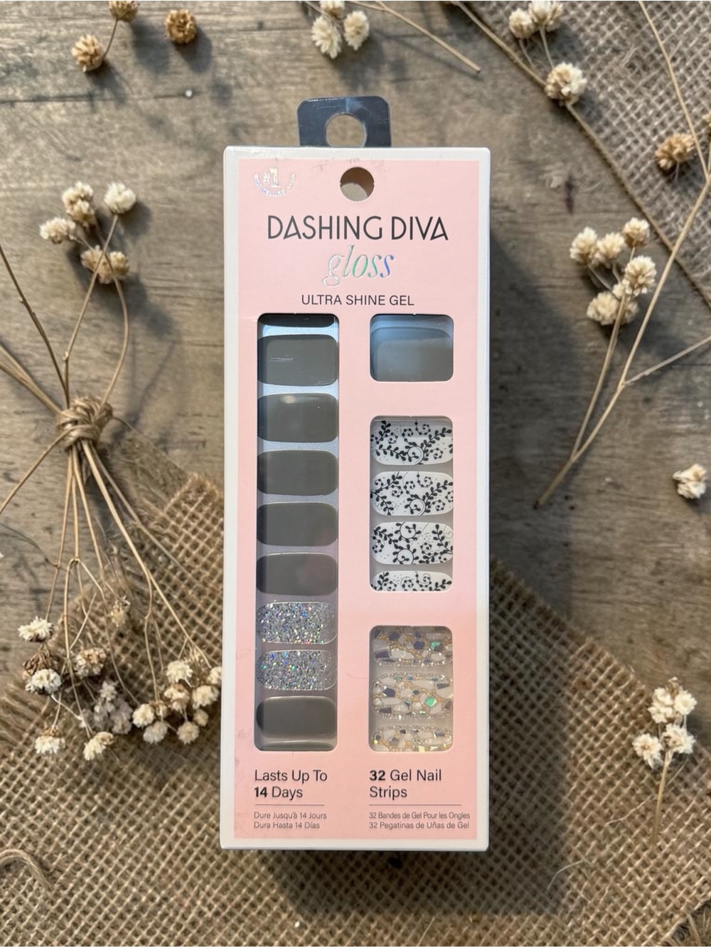 Gloss Ultra Shine Gel Nail Strips - Gray & Glitter